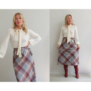 1970's Deadstock Panther Plaid Skirt // Women's Size Extra Small to Extra Small